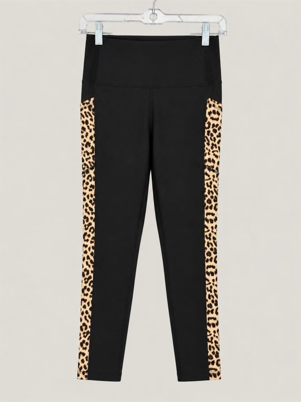 ZYIA Active Black Leopard Pocket High Rise Leggings Size 6-8